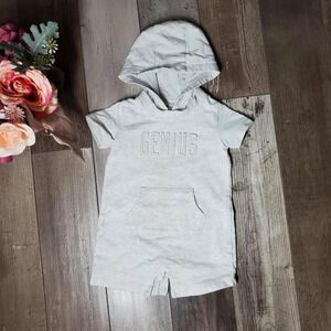 Carter's "Genius" Gray Hooded Baby Boy Romper Size 6 months 6M 100% Cotton